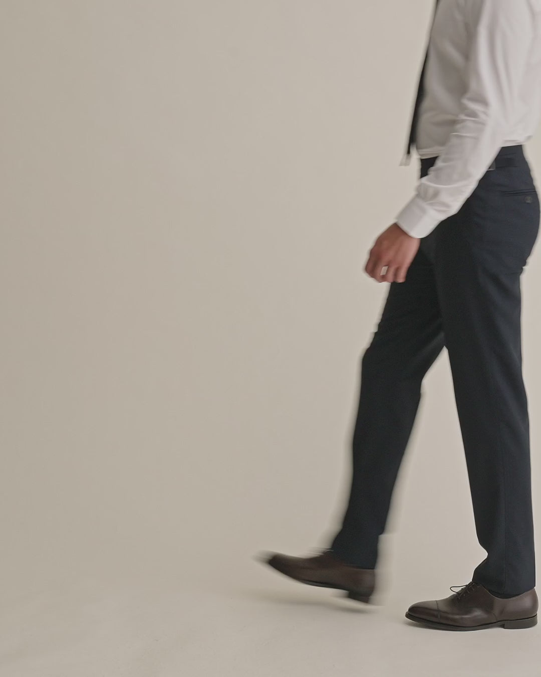 Fresco Tailored Trousers Navy Model Video