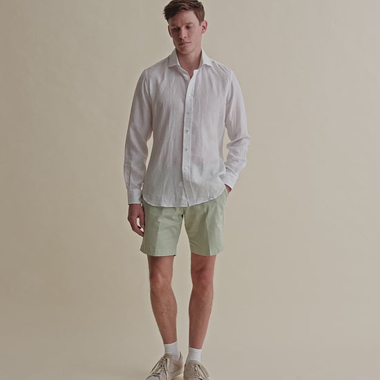 Linen Cutaway Collar Shirt White Video