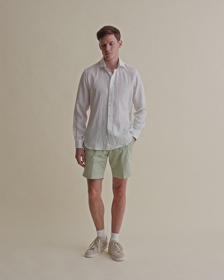 Linen Cutaway Collar Shirt White Video