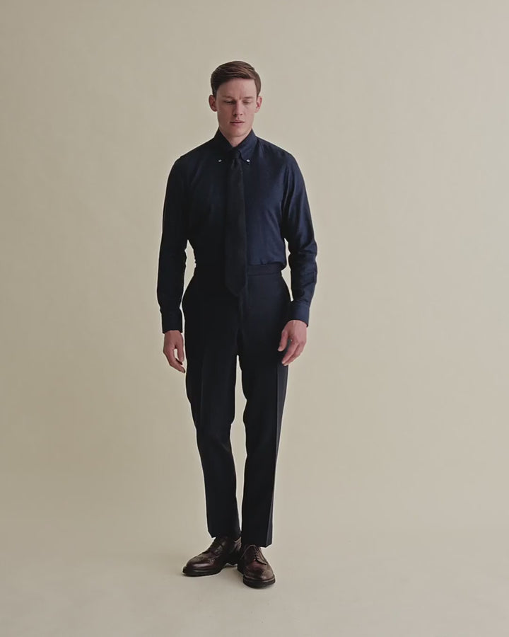 Cotton Cashmere Casual Button Down Oxford Shirt Navy Model Video