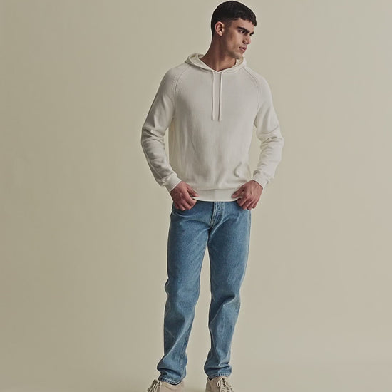 Cotton Cable Hoodie White Model Video