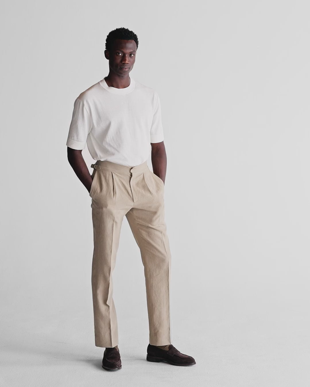 Linen Wide Leg Easy Trousers Sand Video