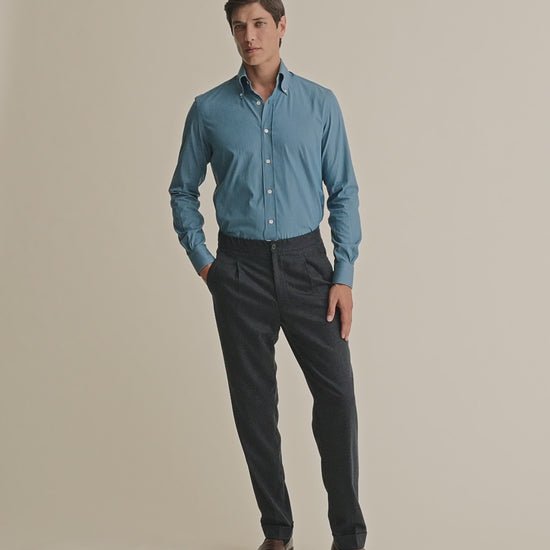 Cotton Chambray Button Down Collar Shirt Chambray Model Video