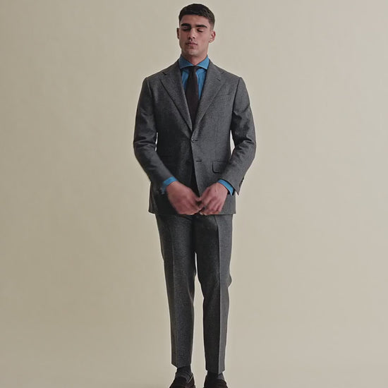 Flannel Single Breasted Wool Suit Grey Video
