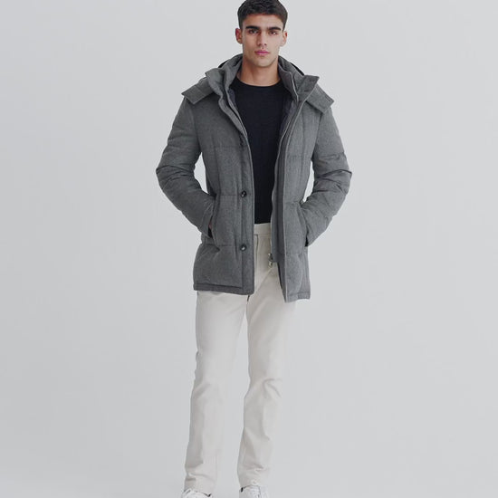 Cashmere Quilted Parka Grey Model Video