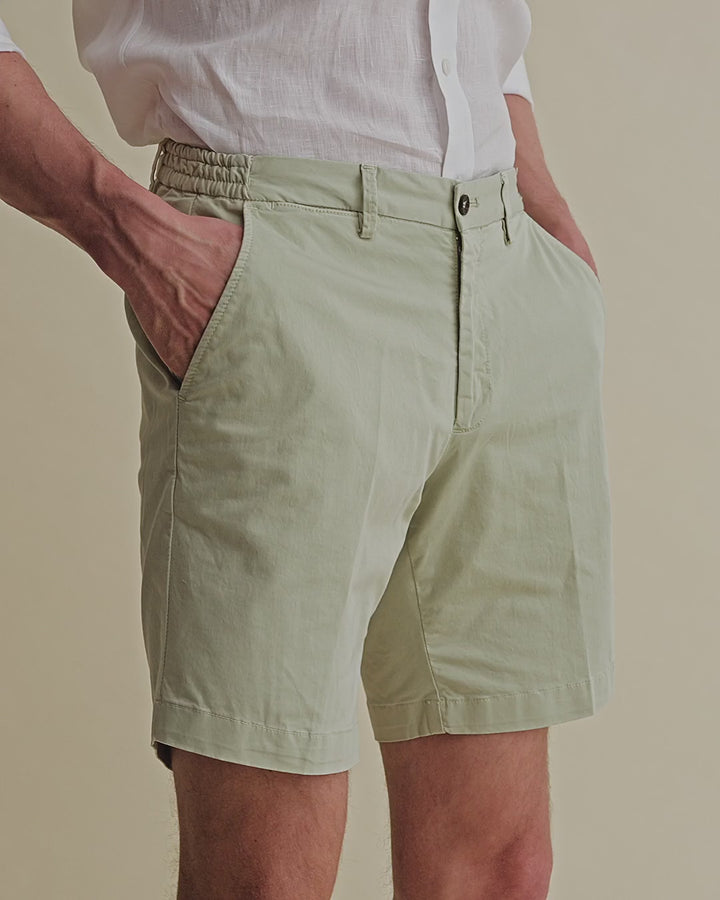 Cotton Flat Front Casual Shorts Sage Video