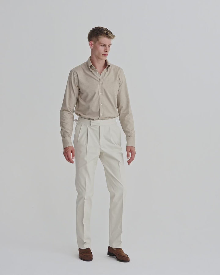 Brushed Cotton Wide Leg Tailored Trousers Off White Model Video