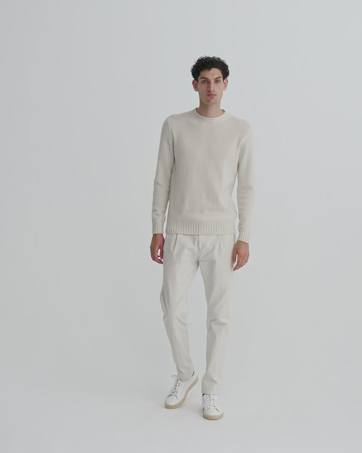 Men's Off White Cashmere Crew Neck Sweater – Thom Sweeney