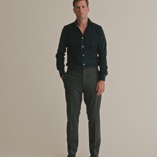 Corduroy Cutaway Collar Shirt Navy Model Video