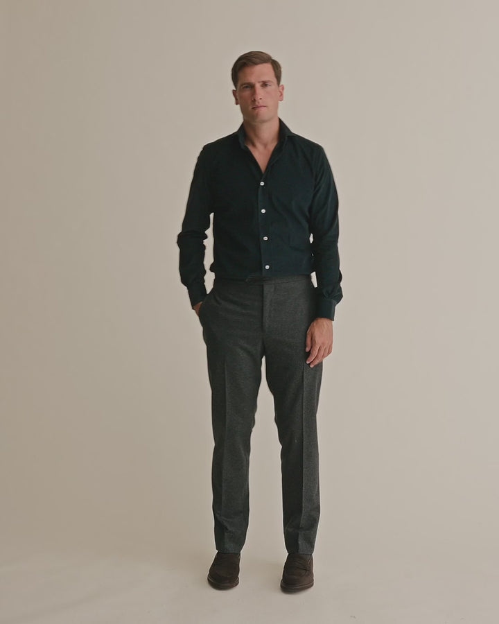 Corduroy Cutaway Collar Shirt Navy Model Video