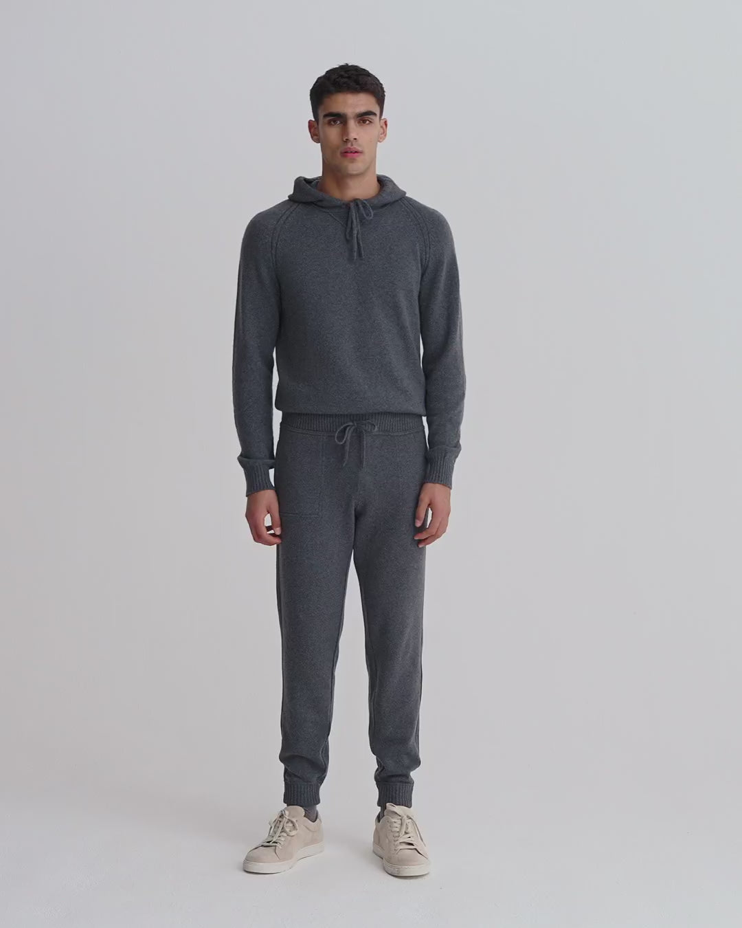 Cashmere Track Pant Grey Model Video