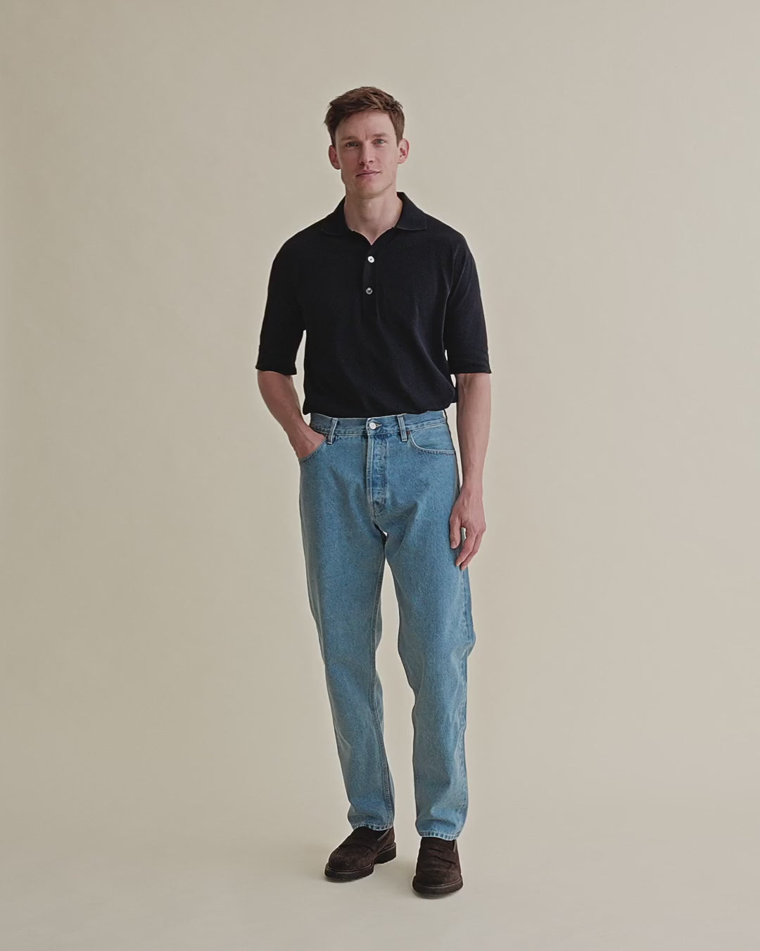 Crepe Cotton polo Shirt Navy Video