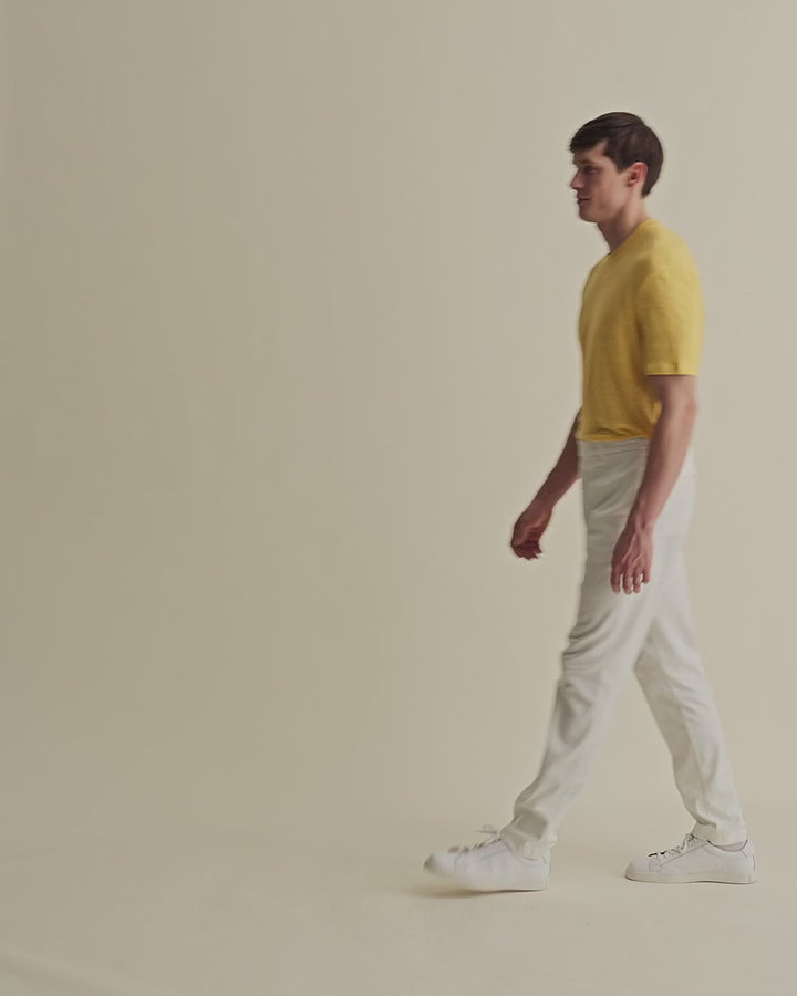  Cotton Easy Fit Flat Front Chinos White Model Video