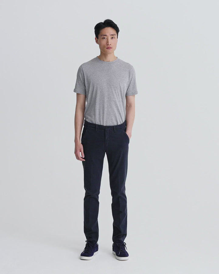 Cotton Flat Front Slim Fit Chinos Navy Model Video