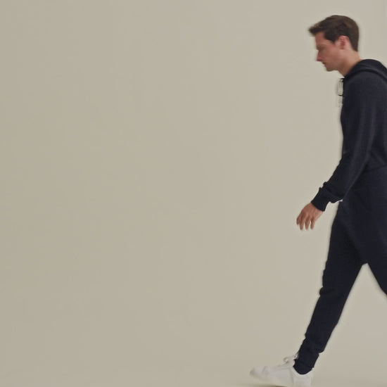 Cashmere Track Pants Navy Model Video