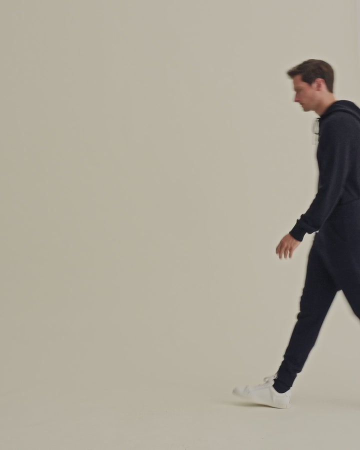 Cashmere Track Pants Navy Model Video