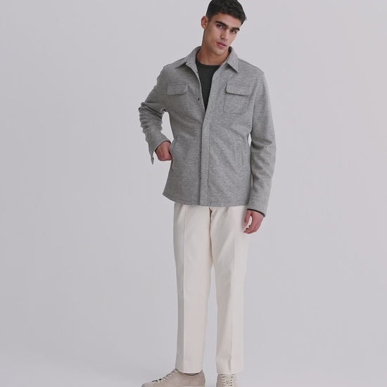 Double Cashmere Chore Jacket Grey Model Video