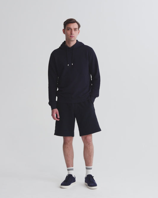 Cotton Drop Shoulder Hoodie Navy Model Video