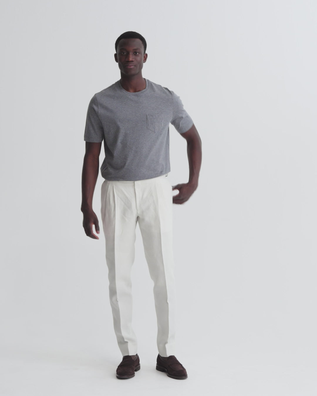 Cotton Pocket T-Shirt Grey Model Video