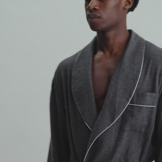 Brushed Cotton Dressing Gown Charcoal