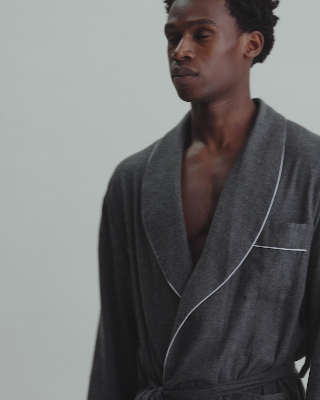 Brushed Cotton Dressing Gown Charcoal