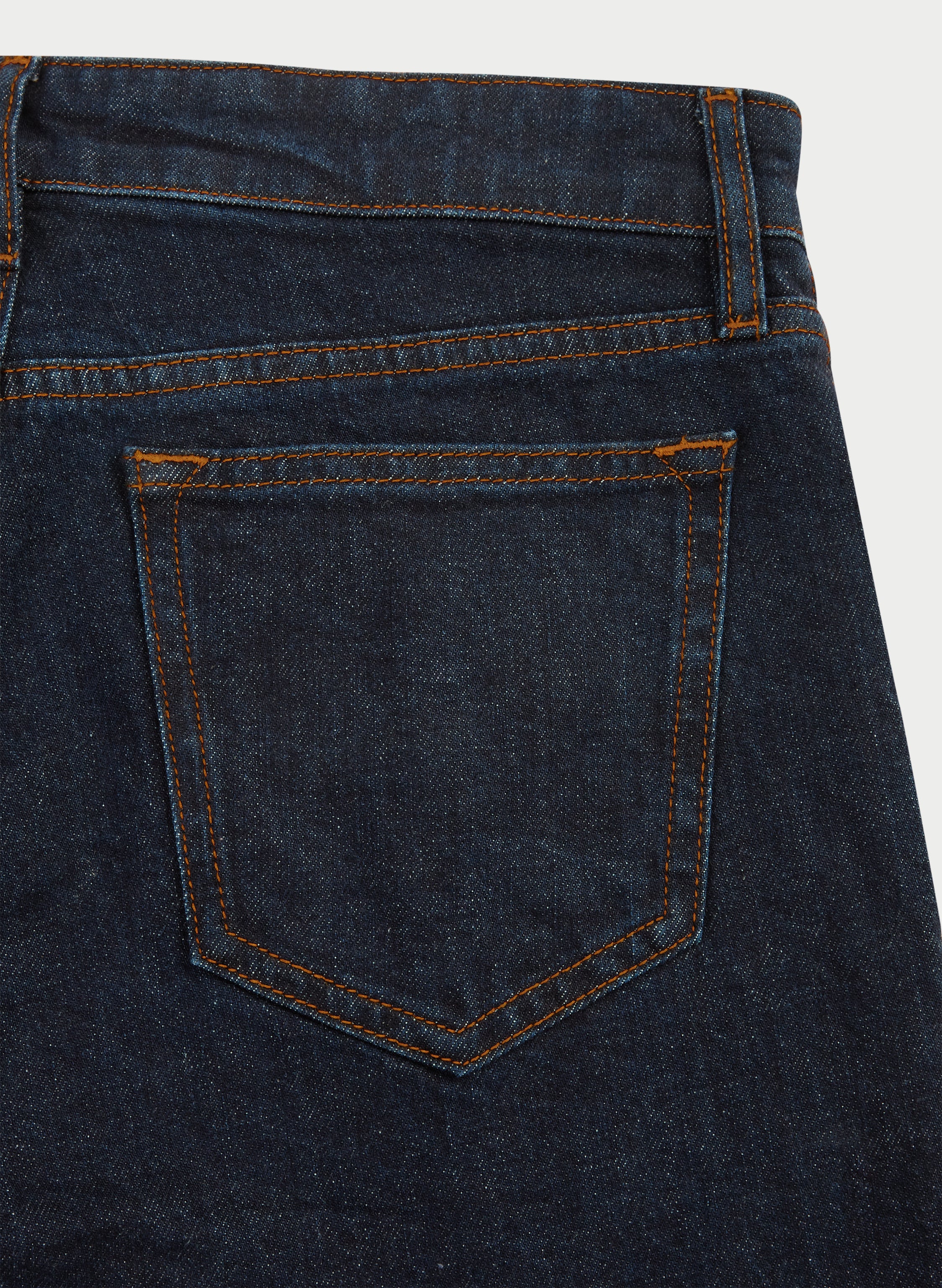 Five Pocket Denim Jeans Dark Blue Back Pocket Detail