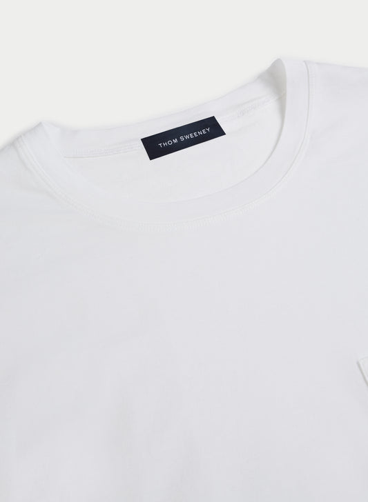 Cotton Pocket T-Shirt White Product Neckline Detail