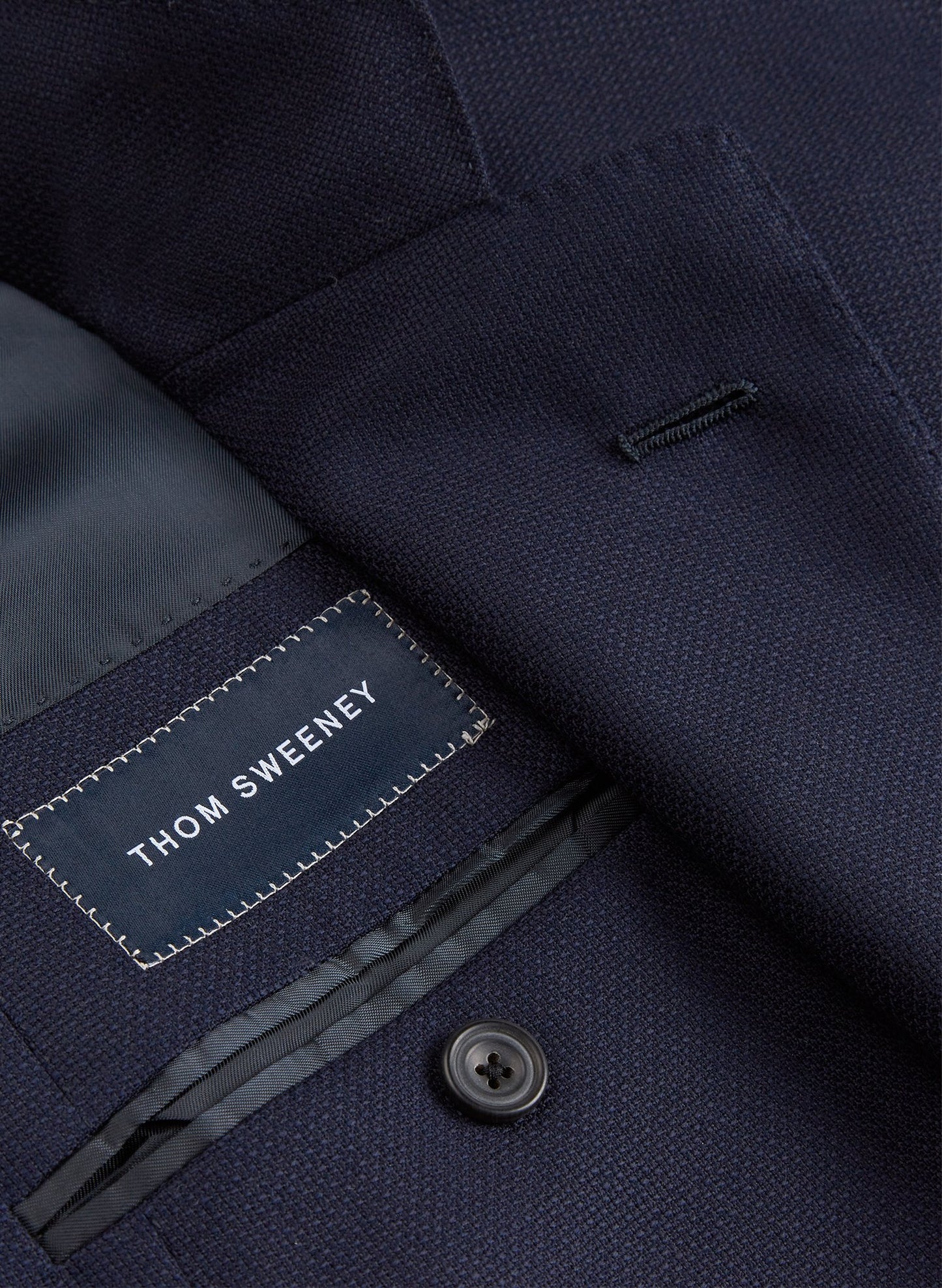 Single Breasted Wool Hopsack Jacket Navy Product Rever
