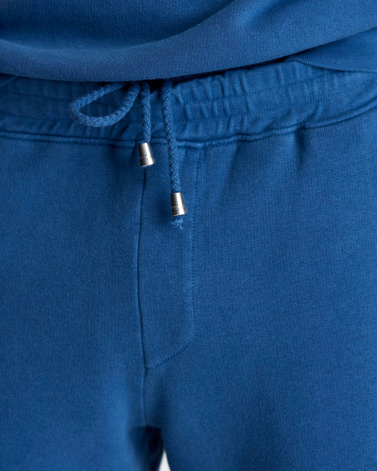 Loopback Cotton Drawstring Shorts Denim Colour Model Drawstring Detail 