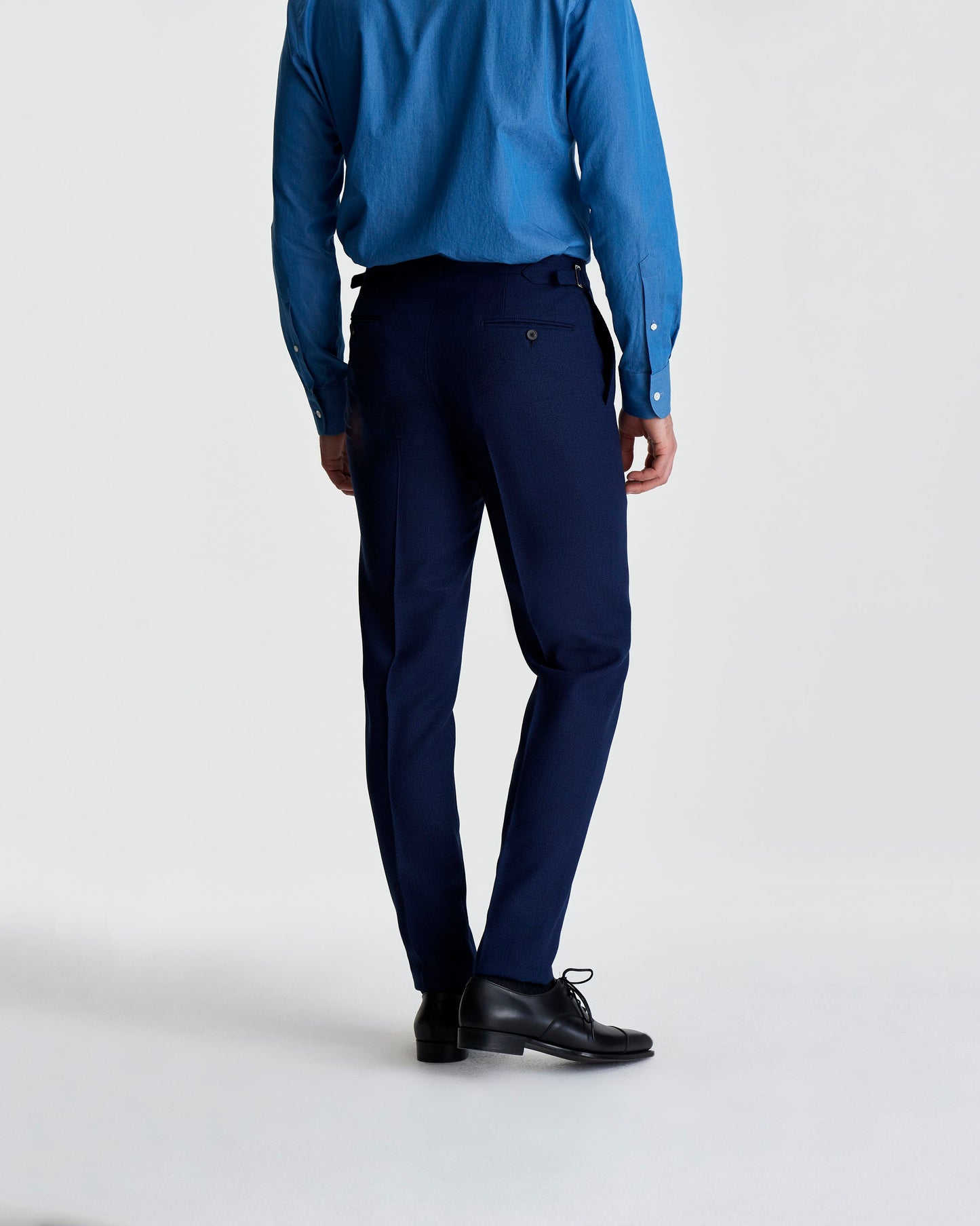 Single Breasted Wool Peak Lapel Suit French Navy Model Trouser Back