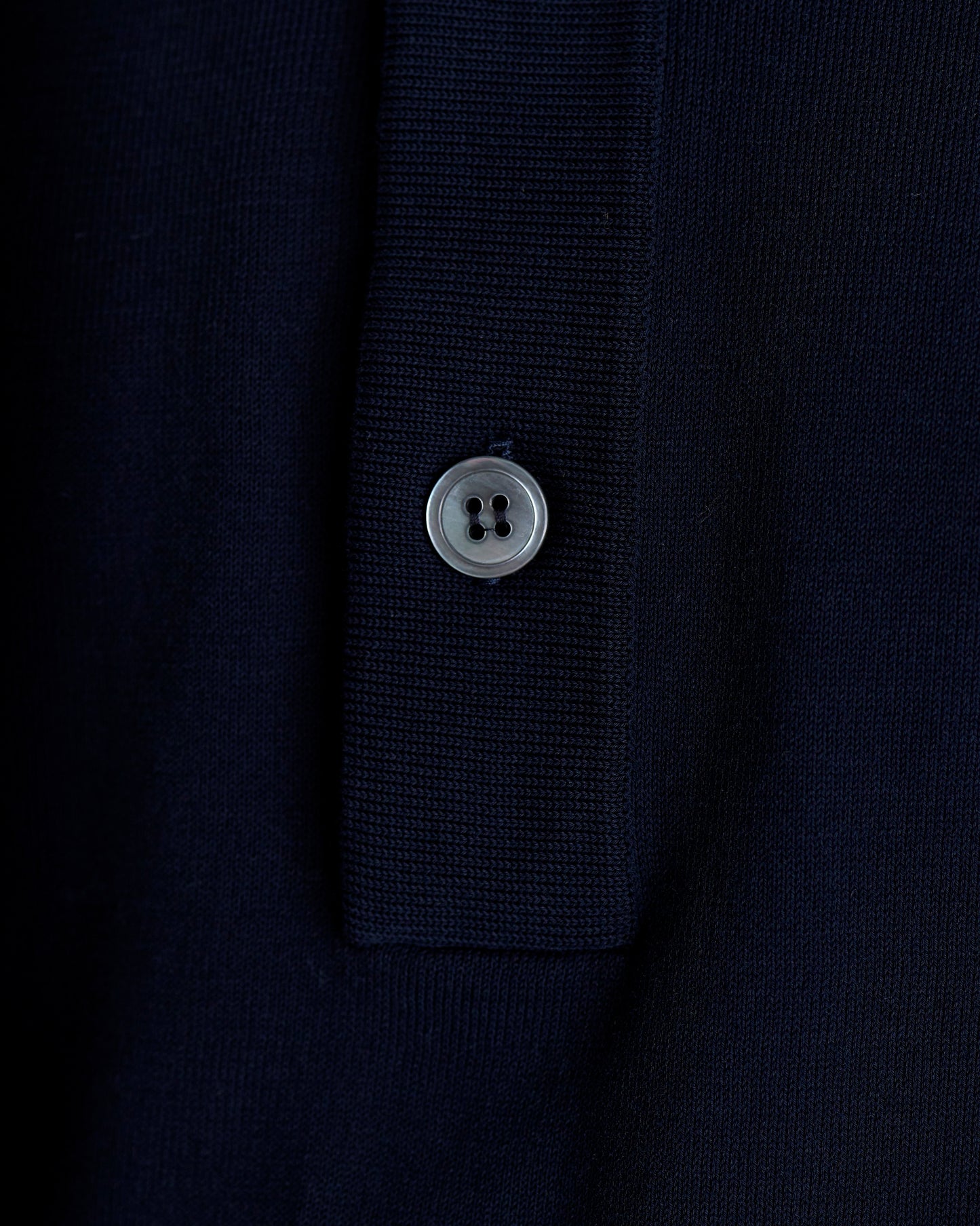 Crepe Cotton Polo Shirt Navy Product Button Detail