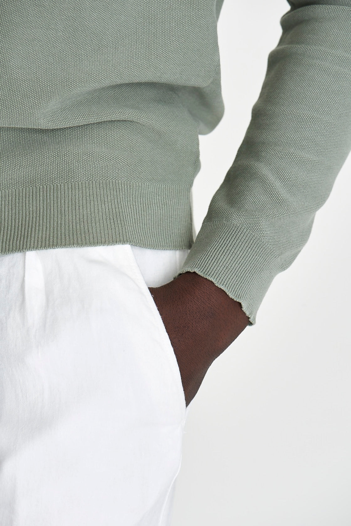 Linen Drawstring Trousers White Detail Length Image