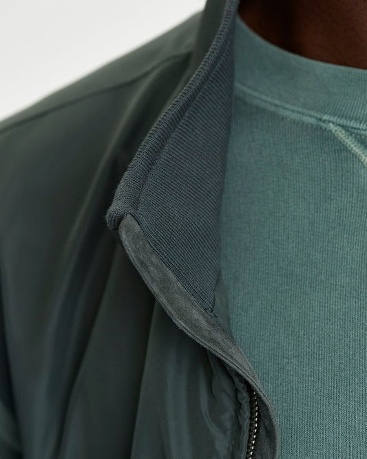 Japanese Nylon Gilet Military Green Model Collar Detail