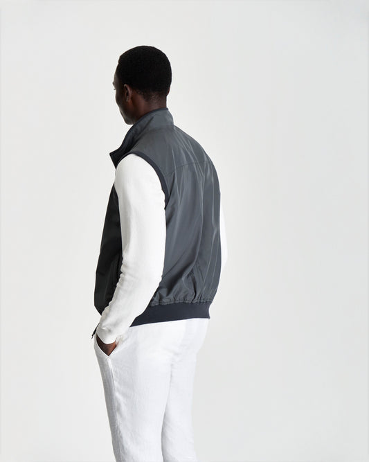  Japanese Nylon Gilet Grey Model Back View