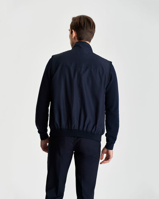 Japanese Nylon Gilet Navy Model Back
