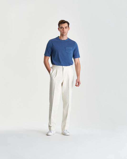 Cotton Pocket T-Shirt Denim Colour Model Full Length