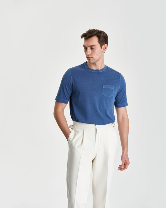 Cotton Pocket T-Shirt Denim Colour Model 3/4 length image