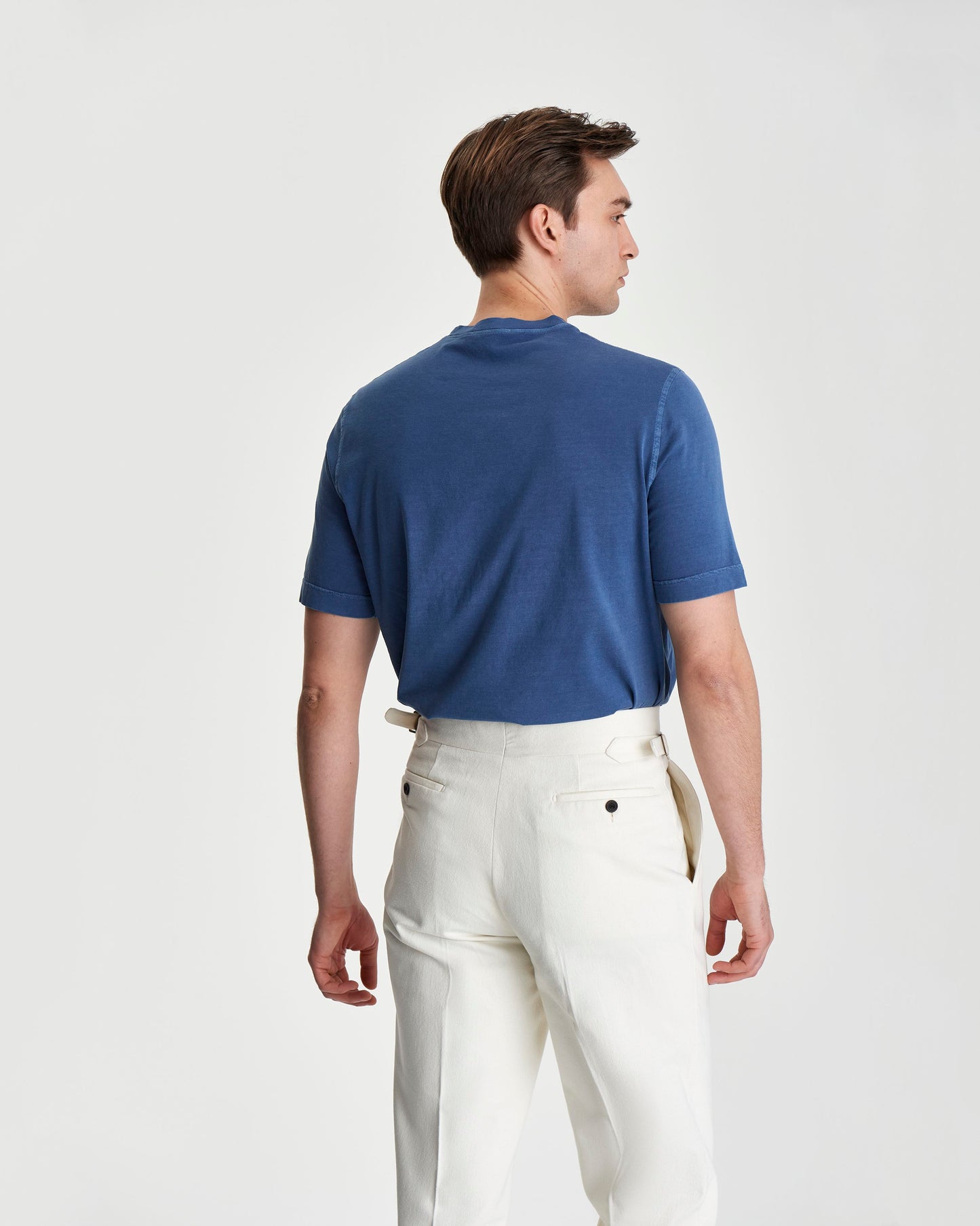 Cotton Pocket T-Shirt Denim Colour Model Back