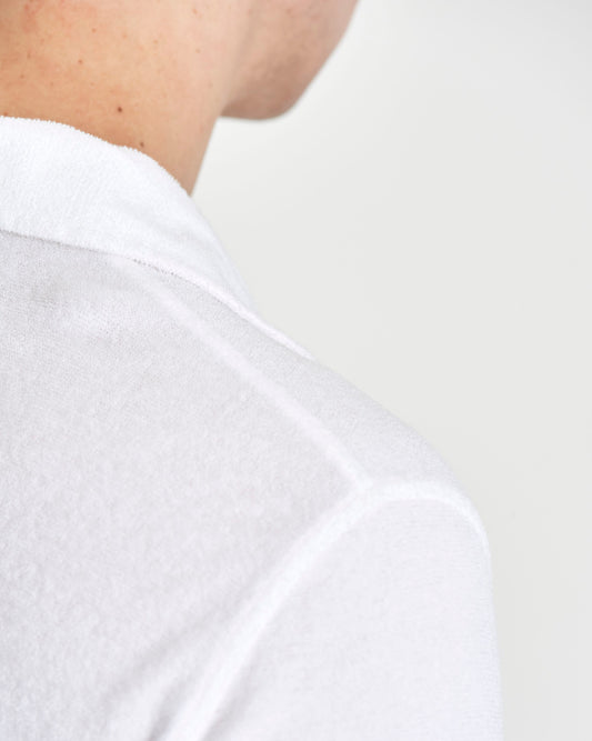 Terry Cotton Polo Shirt White Model Shoulder