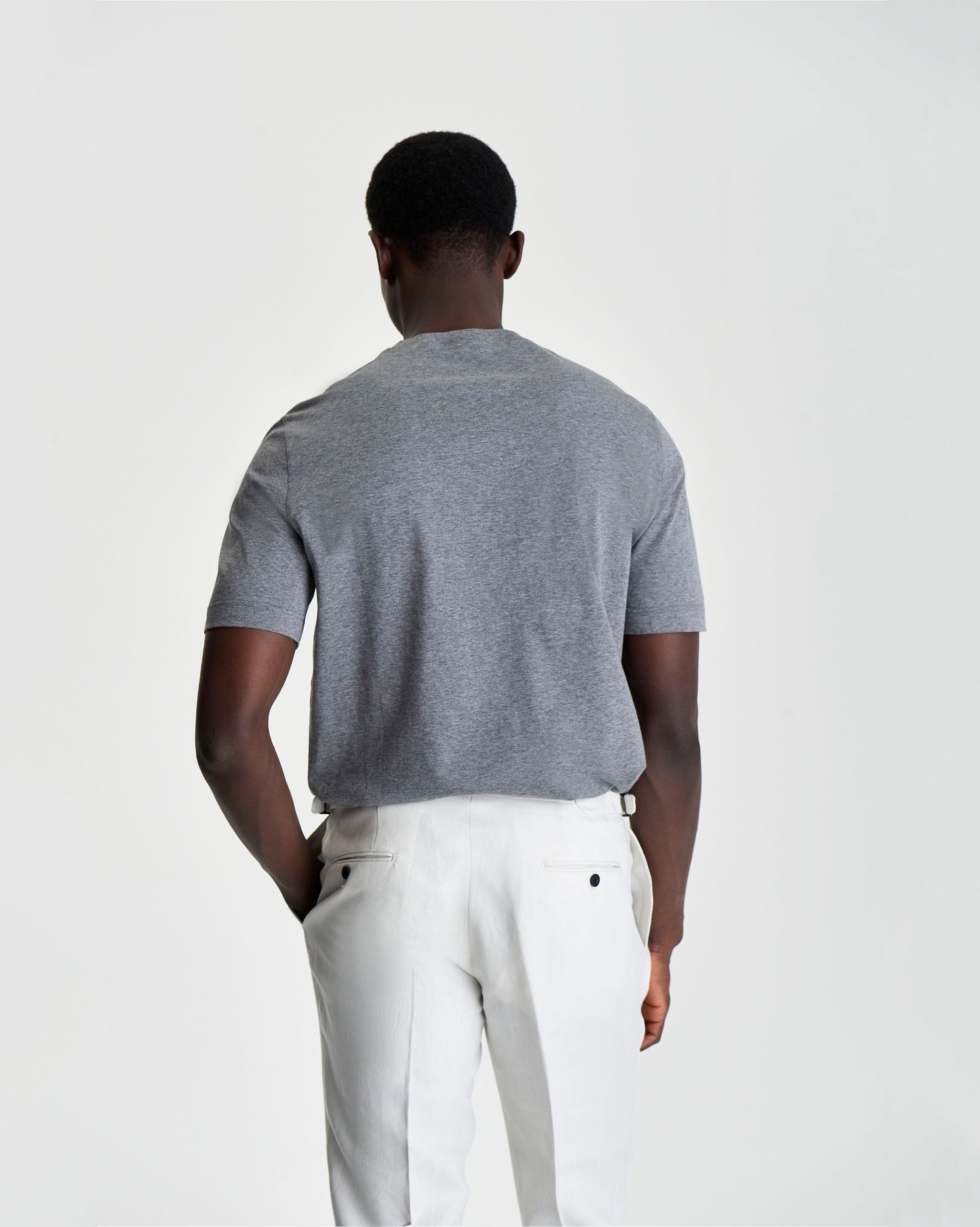 Cotton Pocket T-Shirt Grey  Model Back image
