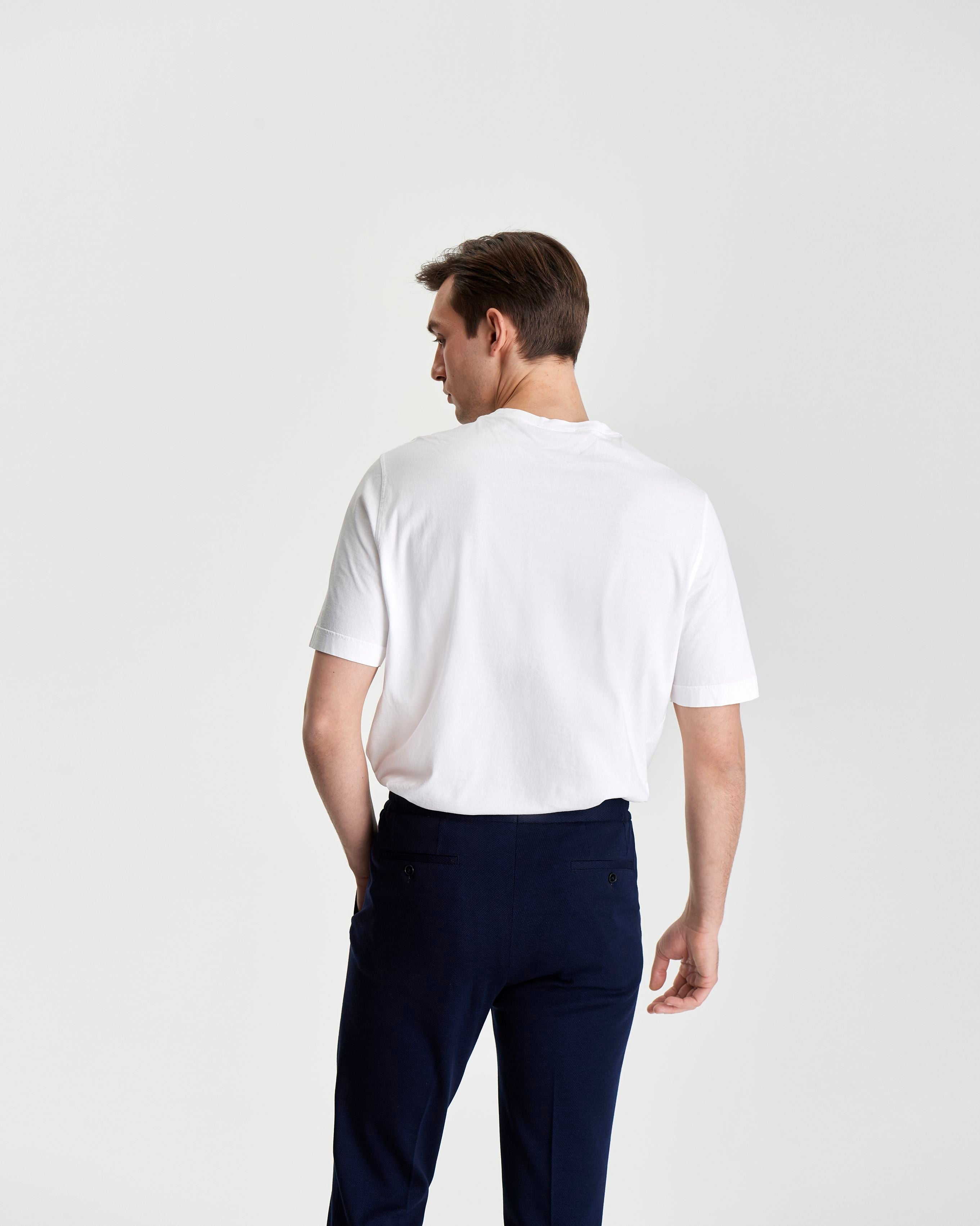 Cotton Pocket T-Shirt White Model Back
