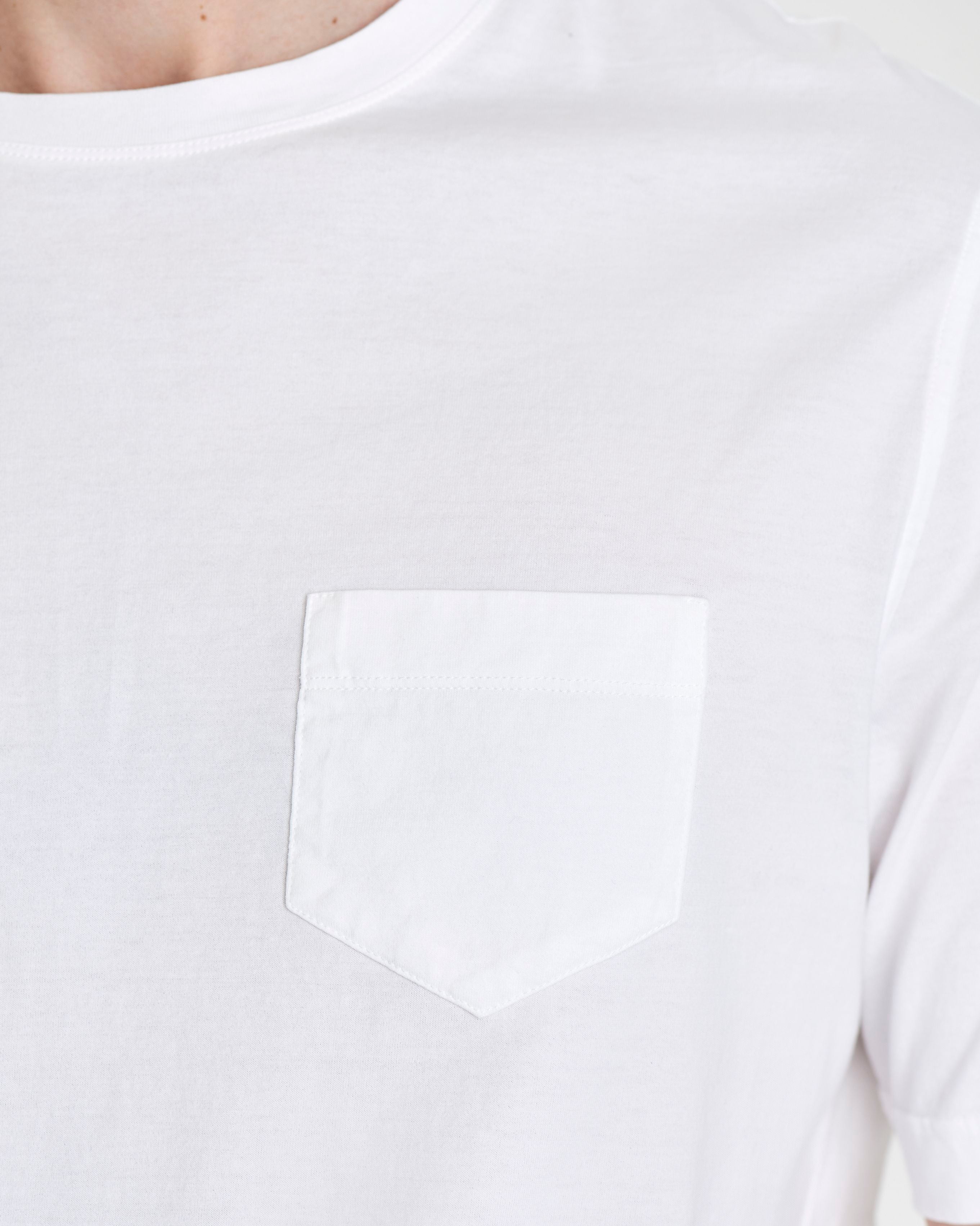 Cotton Pocket T-Shirt White Model Pocket Detail