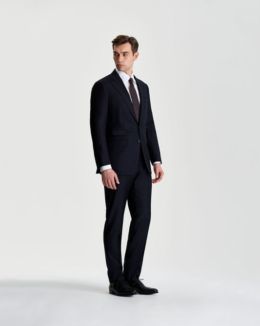 Single Breasted Wool Weighhouse Suit Midnight Navy Model Full Length