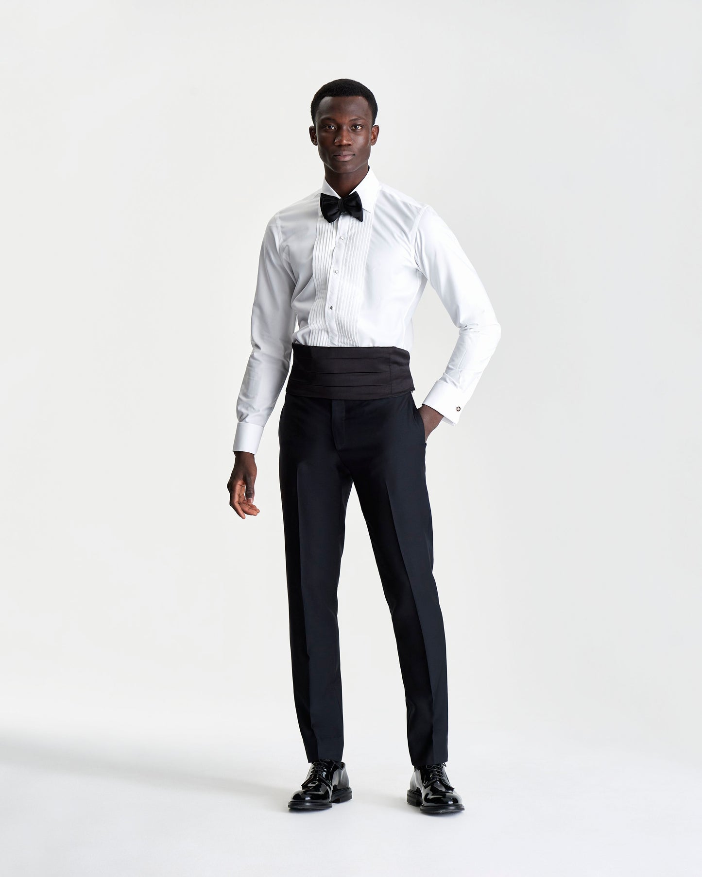 Duke of York Formal Shirt, White, Model Full Length image