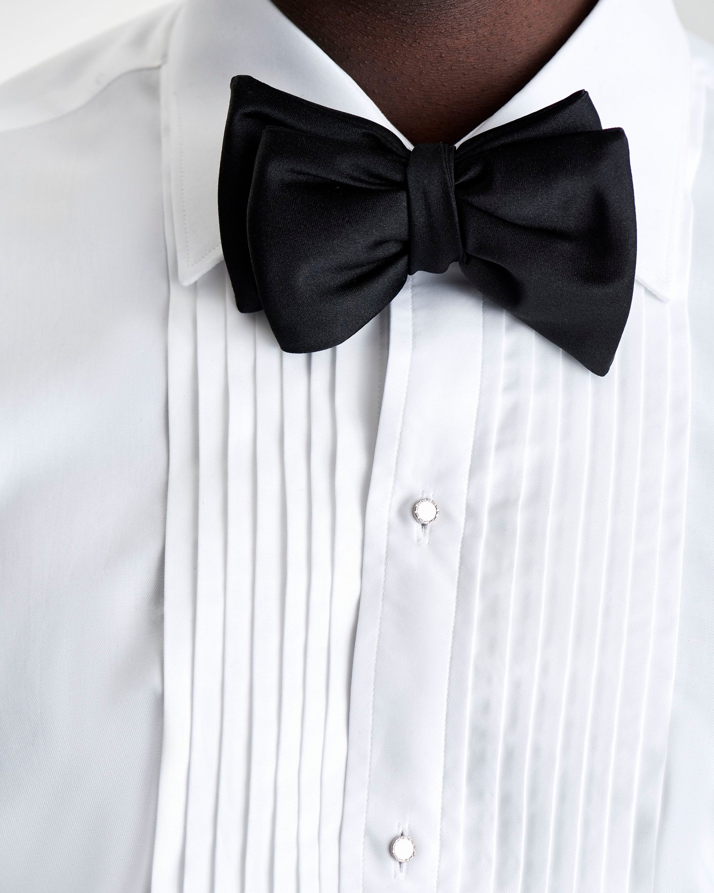 Duke of York Formal Shirt, White Model Bib detail