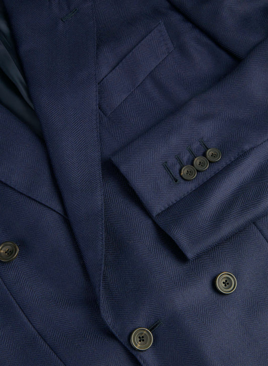 Double Breasted Cashmere Peak Lapel Jacket Navy Product Detail