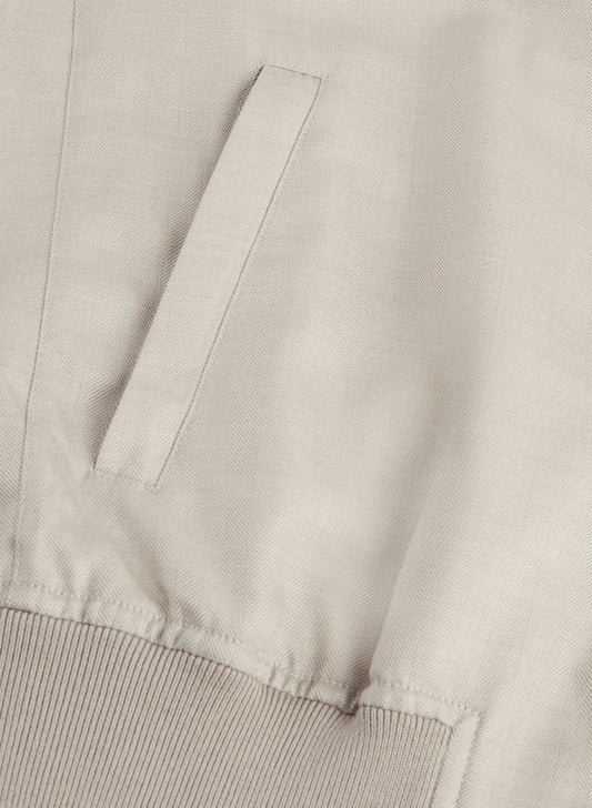 Wool Twill Shirt Collar Bomber Beige Product Pocket Detail