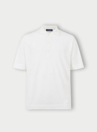Crepe Cotton Polo Shirt White Product