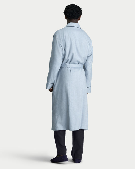 Brushed Cotton Dressing Gown Sky Blue Back