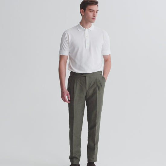 Crepe Cotton Polo Shirt White Model Video